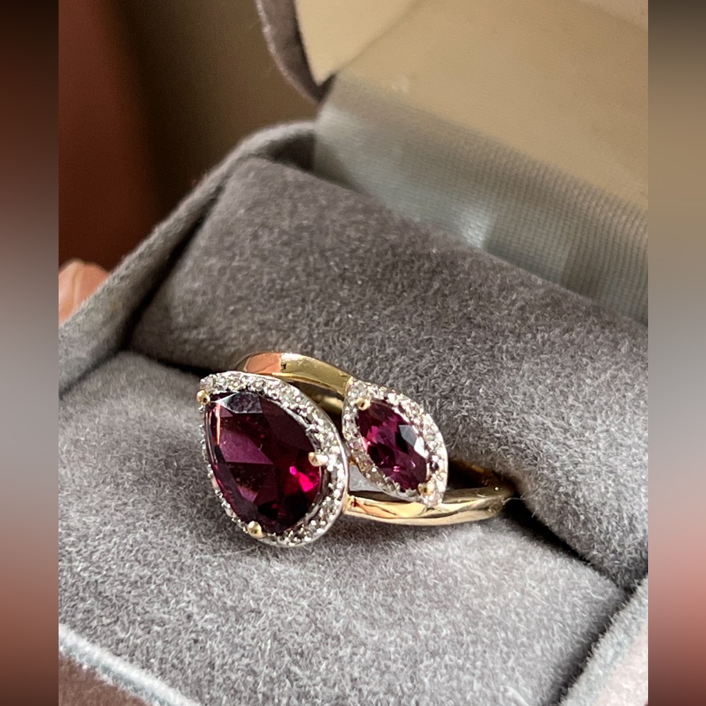 14k Gold Rhodolite Garnet And Diamond Ring